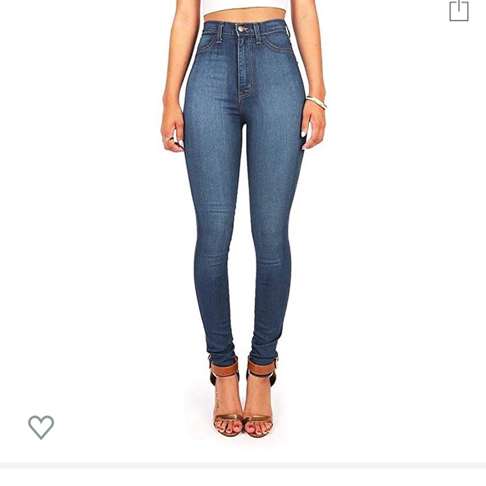 High waisted denim skinny jeans